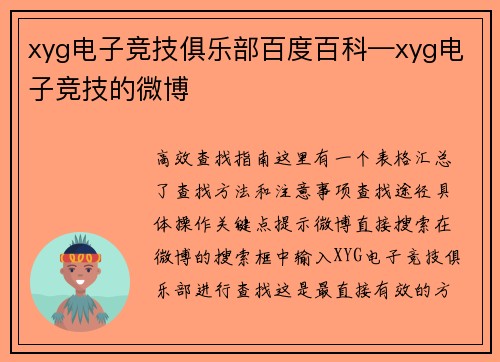 xyg电子竞技俱乐部百度百科—xyg电子竞技的微博